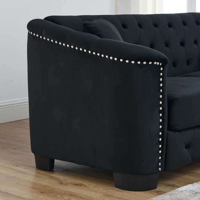 Modern Chesterfield Sofa With Tufted Backrest For Living Room