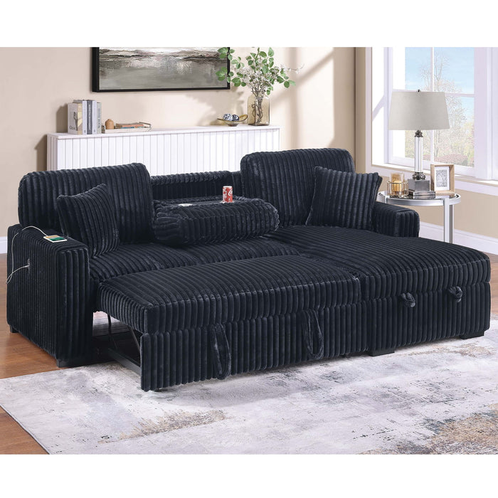 Convertible Sectional Upholstered Sleeper Sofa With Storage Chaise