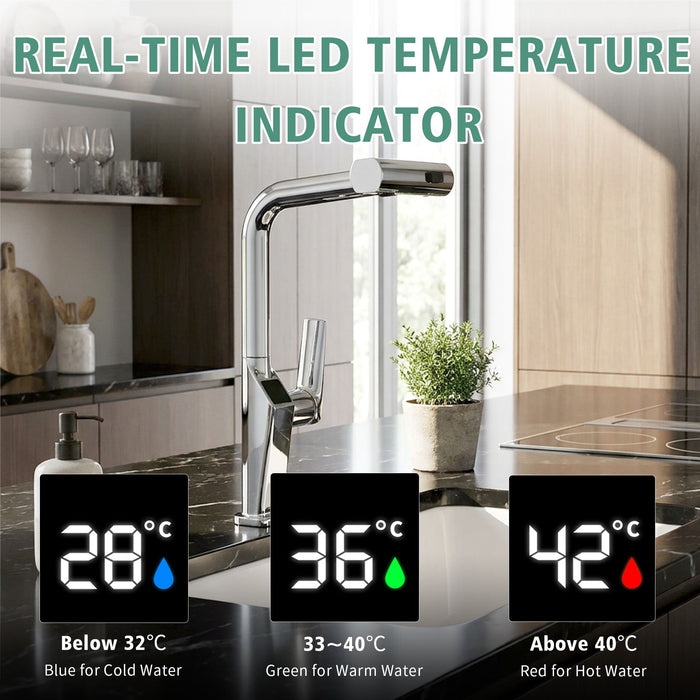 Touchless Kitchen Faucet With LED Display