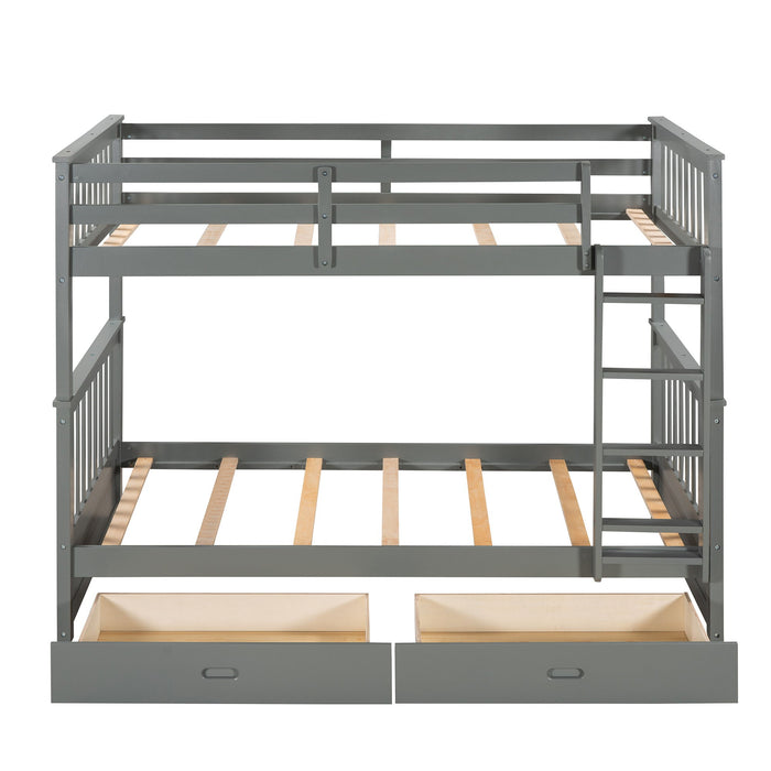 Bunk Bed With Ladders And 2 Storage Drawers