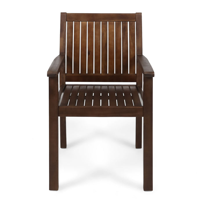 Wilson - Rustic Dining Chair Acacia Wood With Slat Panel Design (Set of 2) - Dark Brown