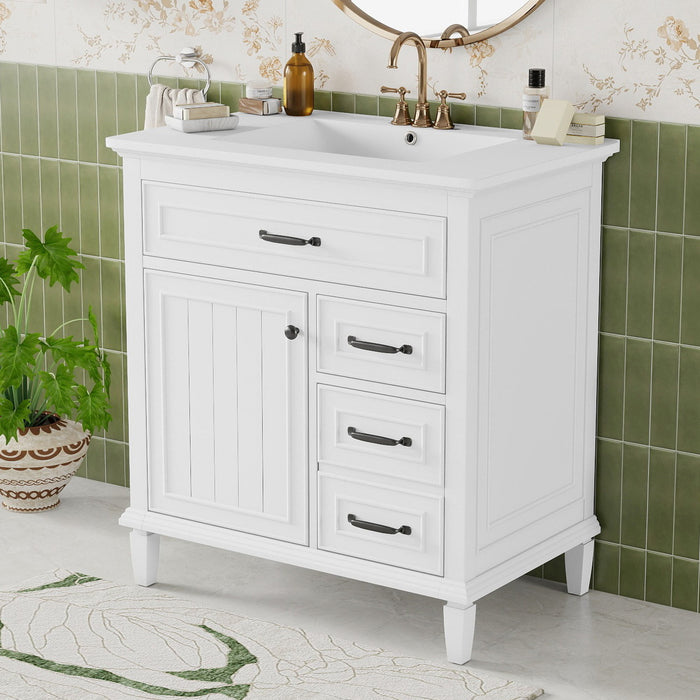 Bathroom Vanity With Sink Top, Flip Drawers, Adjustable Shelf