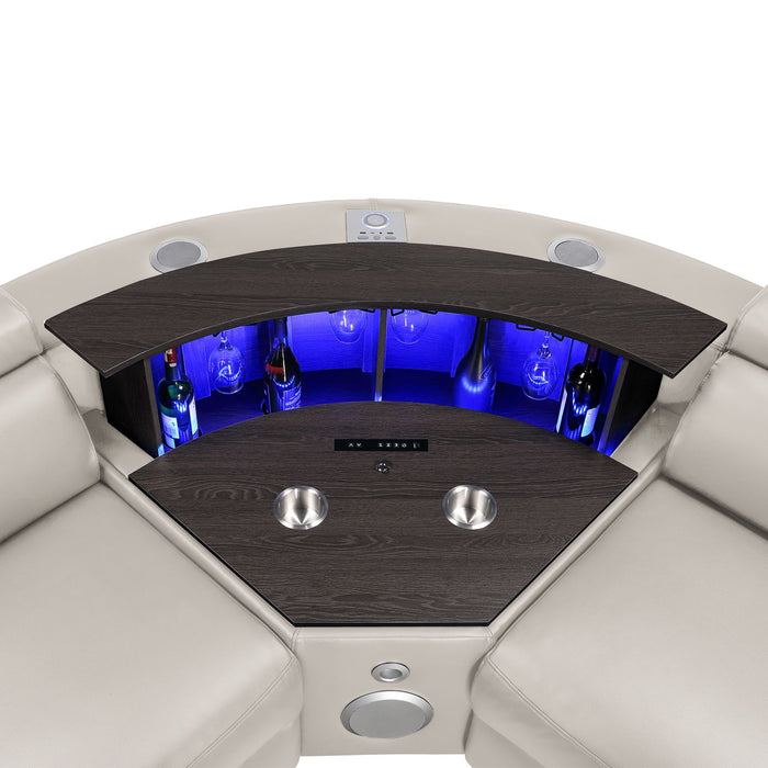 Nova - Sectional With Bluetooth Speaker, LED And Lifting Wine Cabinet