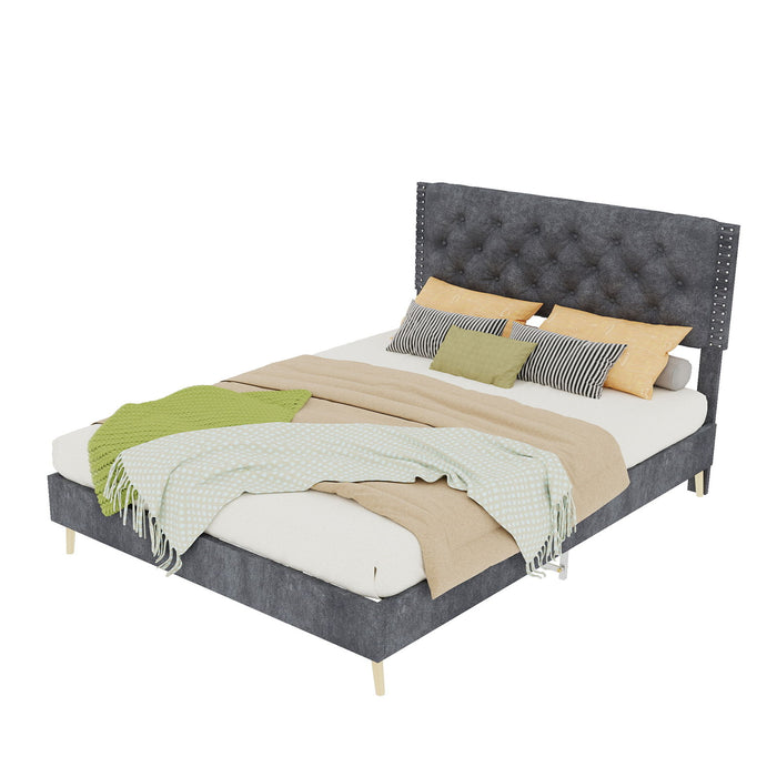 Upholstered Bed With Tufted Headboard