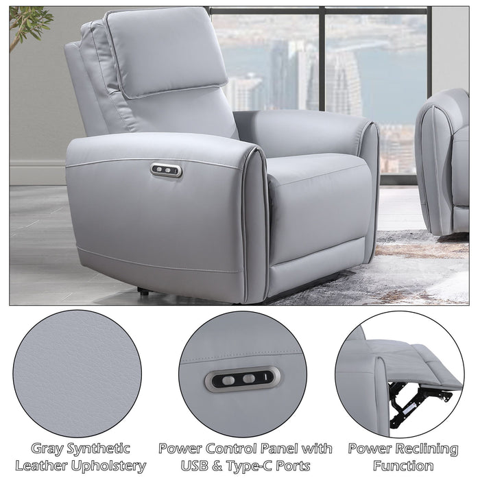Jeromie - Power Motion Recliner With USB Port - Gray