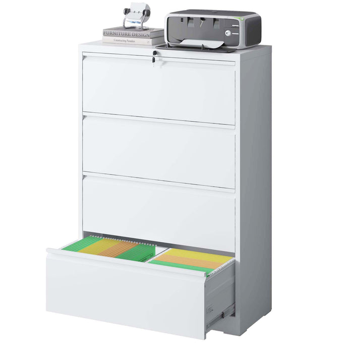 Lateral File Cabinet, Locking Heavy Duty, Anti-Tip Safety Interlock, Vertical Storage For Letter/Legal/A4 Files