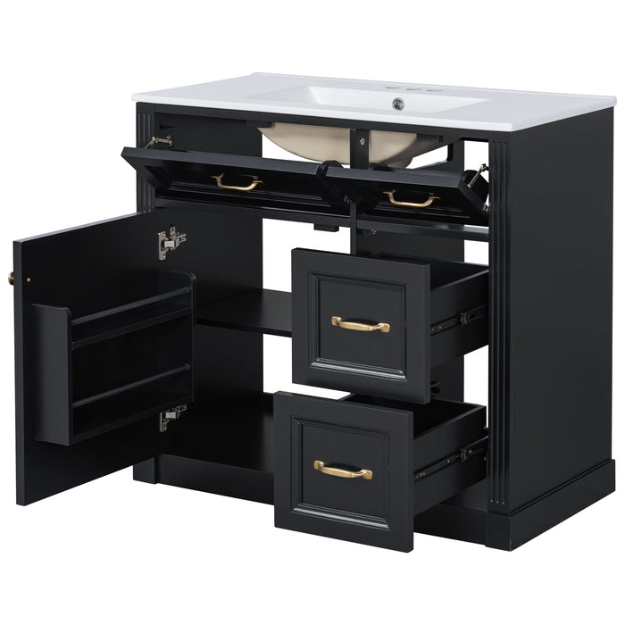 Modern Bathroom Vanity With Sink, 4 Drawers, Soft-Close Door, Adjustable Shelf