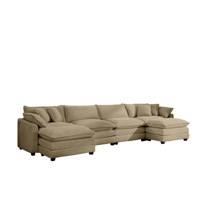 Oversized Modular Cushion Sofa With Ottoman, Low Back, Deep Seating Sofa Set