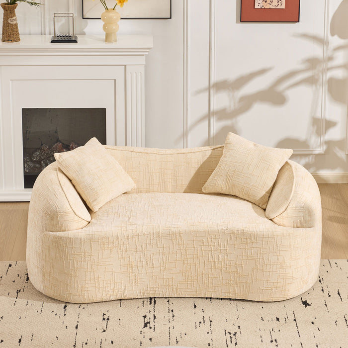 Curved 2 Person Compress Sofa With Armrests, Includes Pillows