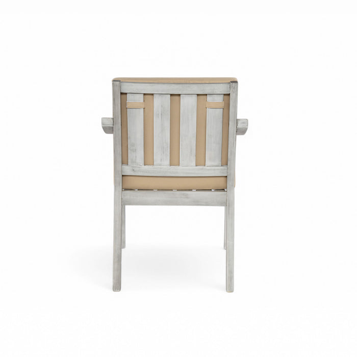 Outdoor Wooden Dinning Set With An Umbrella Hole And Removable Cushions For Patio