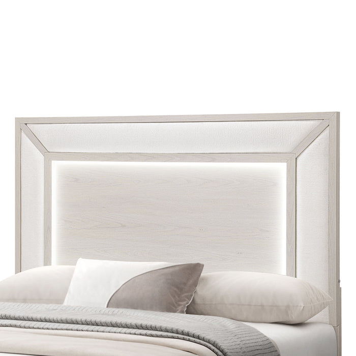 Ciara - King Bed With LED Panel Headboard, Low Profile Design - Beige