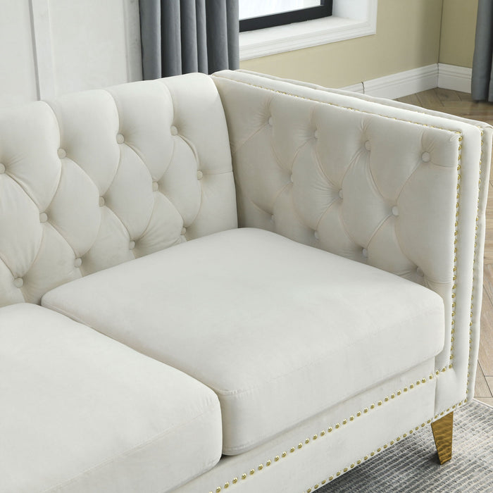 Upholstered Couch Sofa With Button Tufting For Living Room