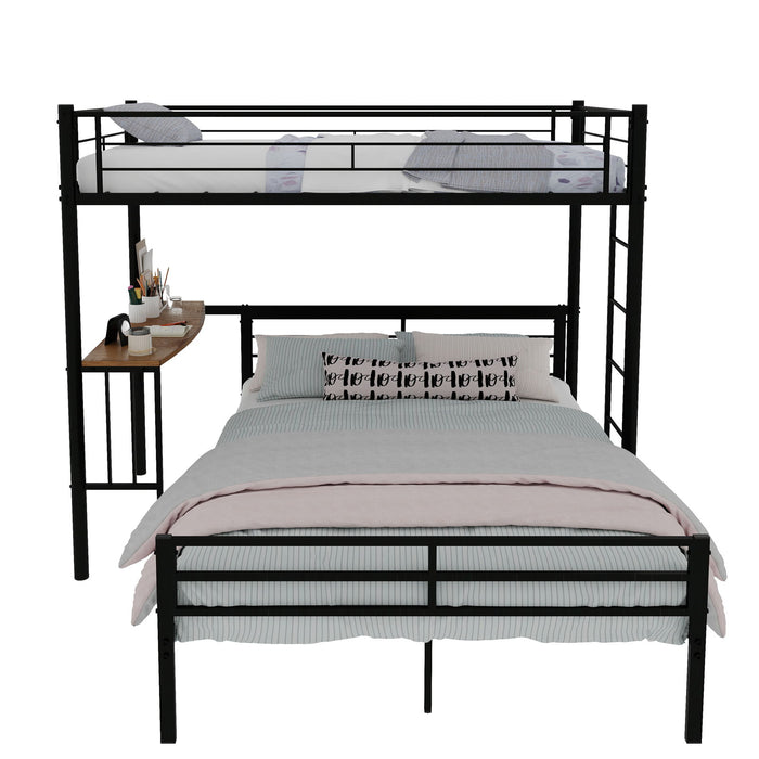 Bunk Bed With Built In Desk & Guardrail Frame