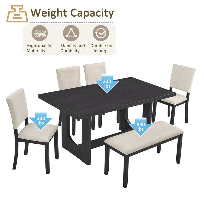 Dining Table Set, Rectangular Kitchen Table With Upholstered Chairs