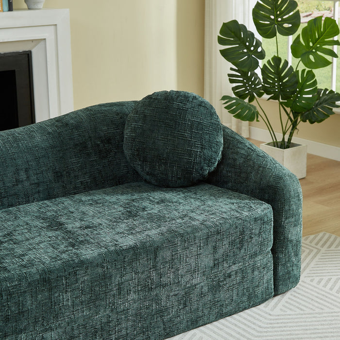 Curved Convertible Sofa, 2 In 1 Frameless Folding Sofa Bed With Pull Out Base And Deep Seat