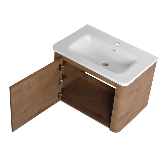 Wall Mounted Bathroom Vanity With Sink & 1 Soft Close Door