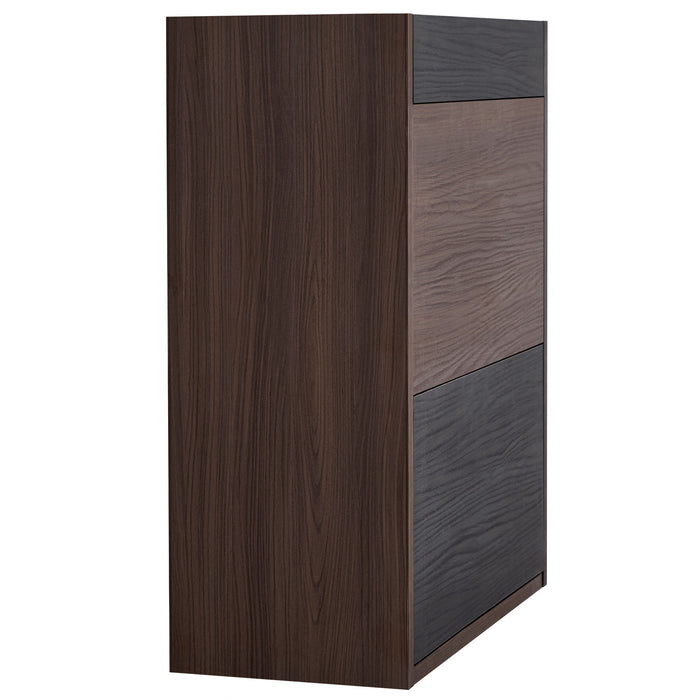 Modern Extendable & Rotating Cabinet With Drawer And Flip Doors For Versatile Storage - Black / Dark Walnut