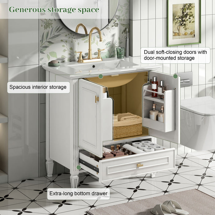 Freestanding Vanity With 1 Drawer & 2 Soft Close Doors With Door Mounted Storage