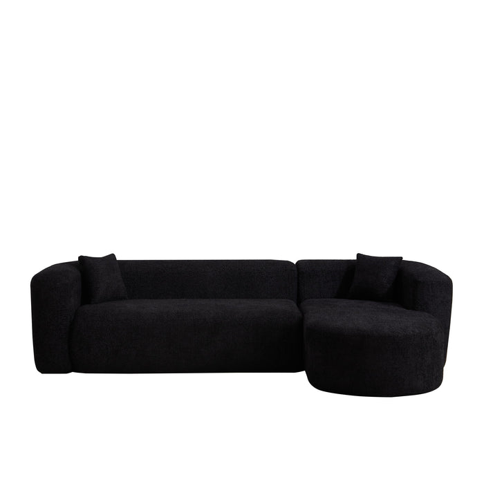 L - Shape Boneless Cloud Couch With 2 Throw Pillows For Living Room