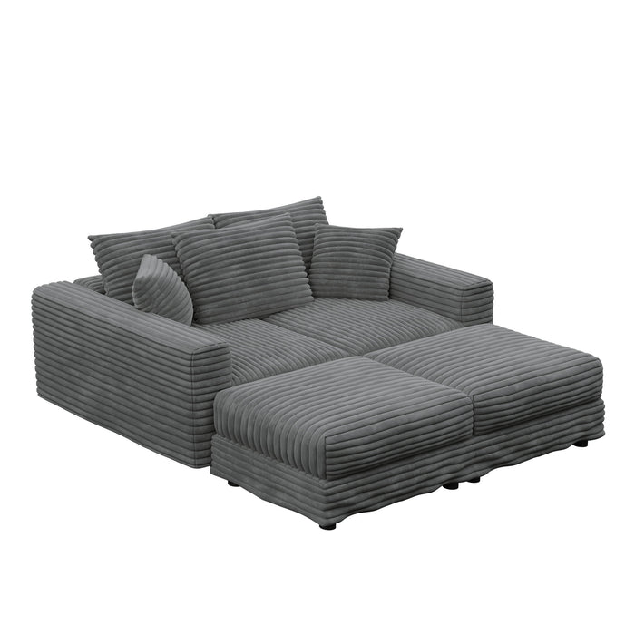 Deep Seat Convertible Sofa With Soft Pillows And Ottomans