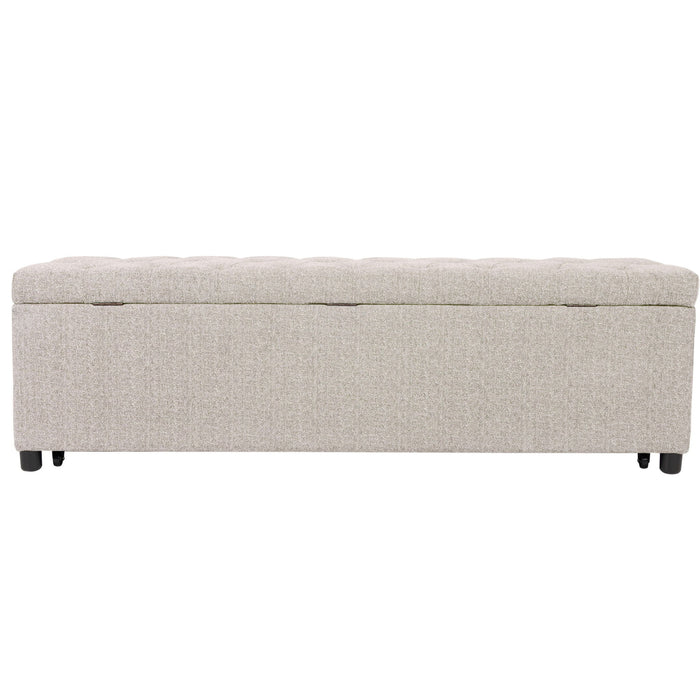 Storage Ottoman With Tufted Seat And Underseat Drawer