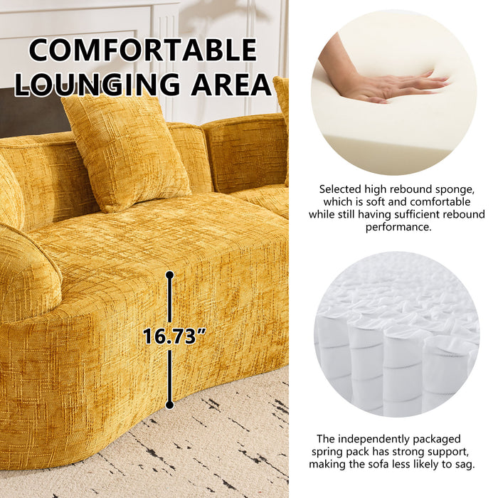 Curved Compressed Sofa, Nordic-Style Design For Living Room
