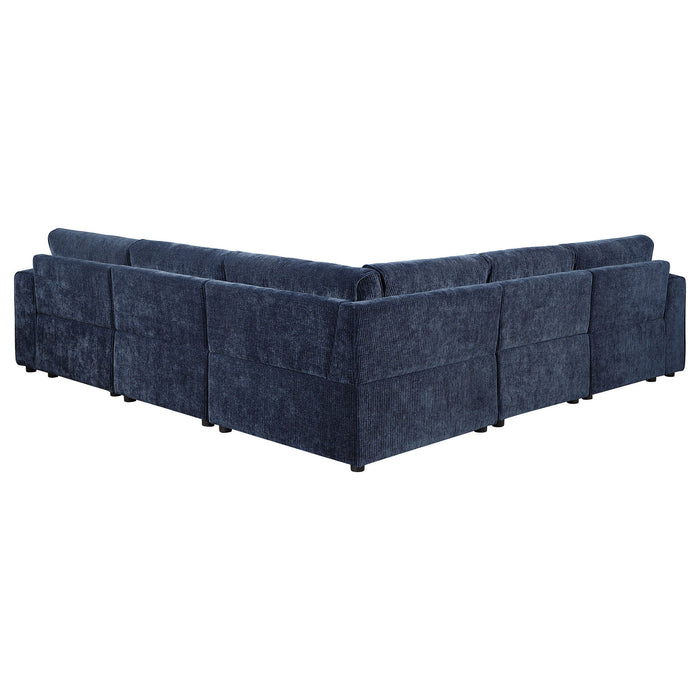 Azure - 6 Piece Upholstered Modular Sectional Sofa - Blue