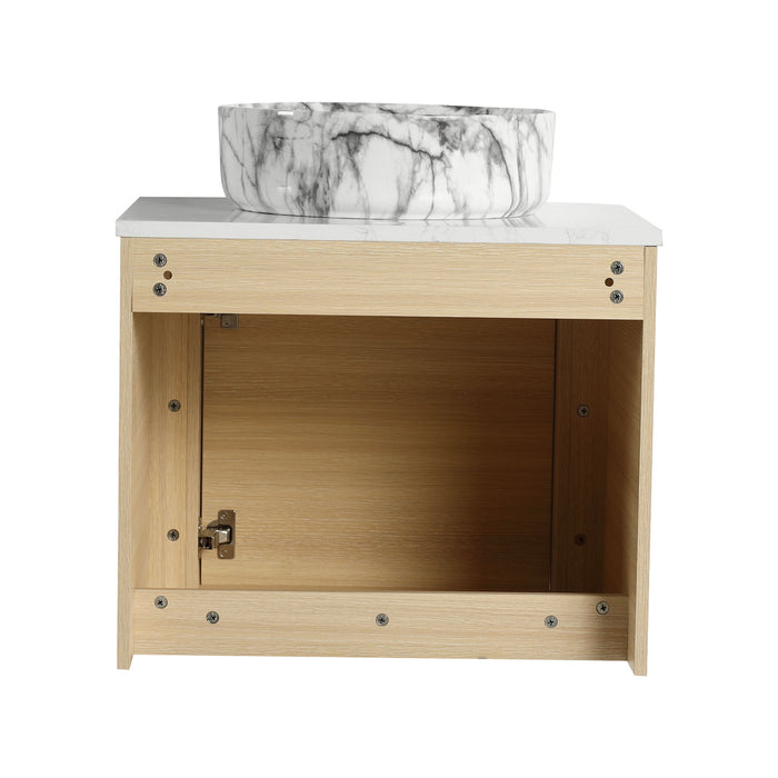 Mounted Bathroom Vanity & Art Sink & 2 Soft Close Doors