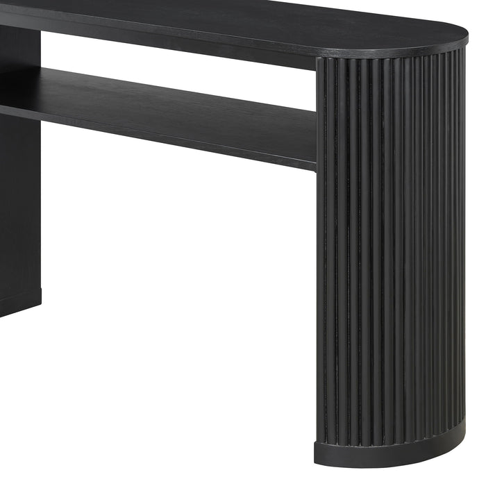 Console Table With Fluted Legs, Open Shelf