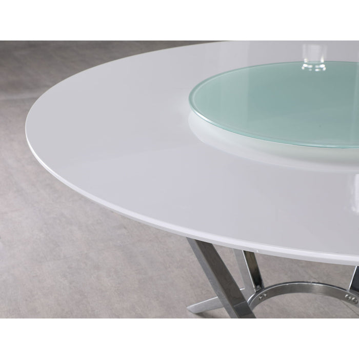 Anchor - 5 Piece Round Dining Table Set With Swivel Chairs - Gloss White