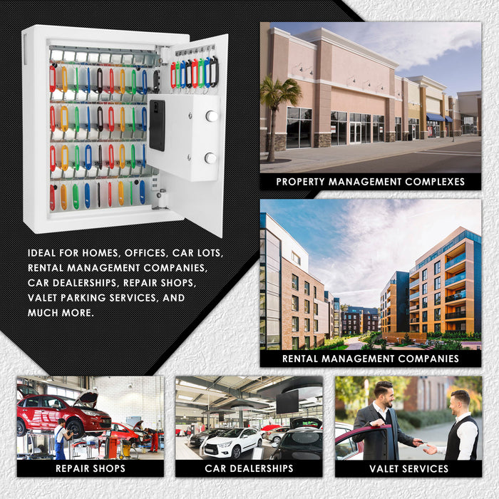 48 Keys, Key Cabinet Digital Keypad Wall Safe - White