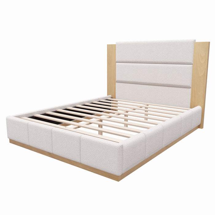 Modern Upholstered Platform Bed With Extended Headboard
