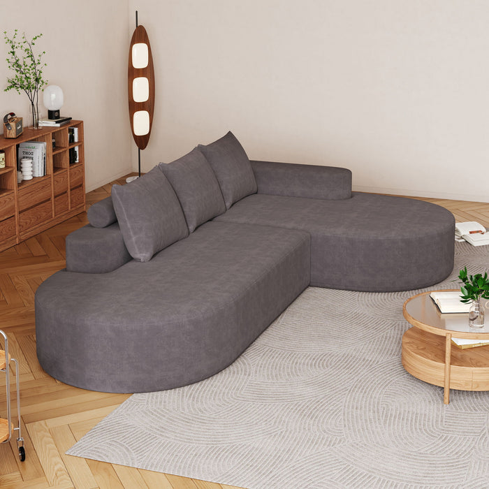 Modern Curved Sofa, L-Shaped Modular Sectional Set With 3 Pillows