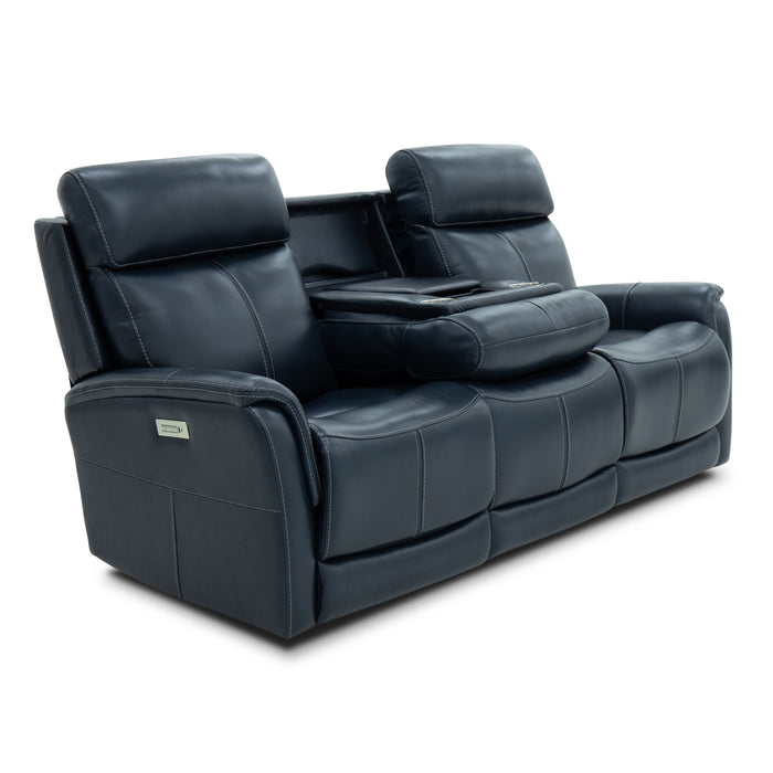 View - Power Reclining Sofa With Console, Power Headrest & Lumbar