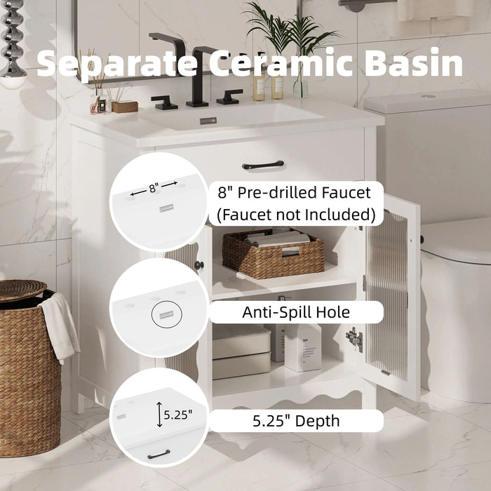 Modern Bathroom Vanity With Tempered Glass Doors