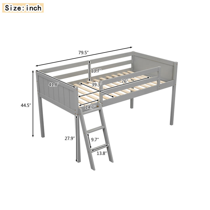 Low Loft Bed With Adjustable Ladder