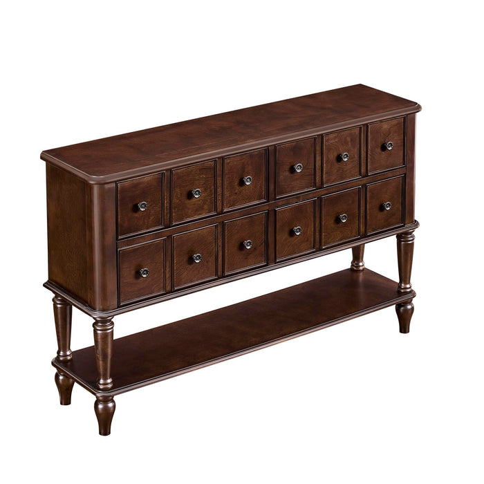 Console Table, Entryway Sofa Table With 4 Storage Drawers And Open Shelf - Espresso