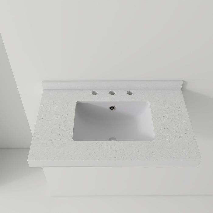 Basin Sink With 2" Thick Rim, Triple Faucet Holes, Sink Only