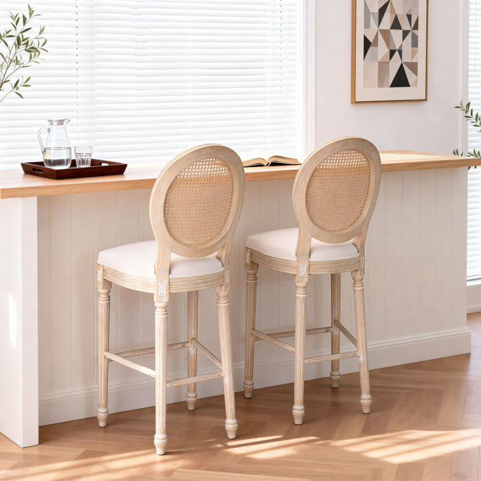 French Country Bar Chairs With Round Back (Set of 2)
