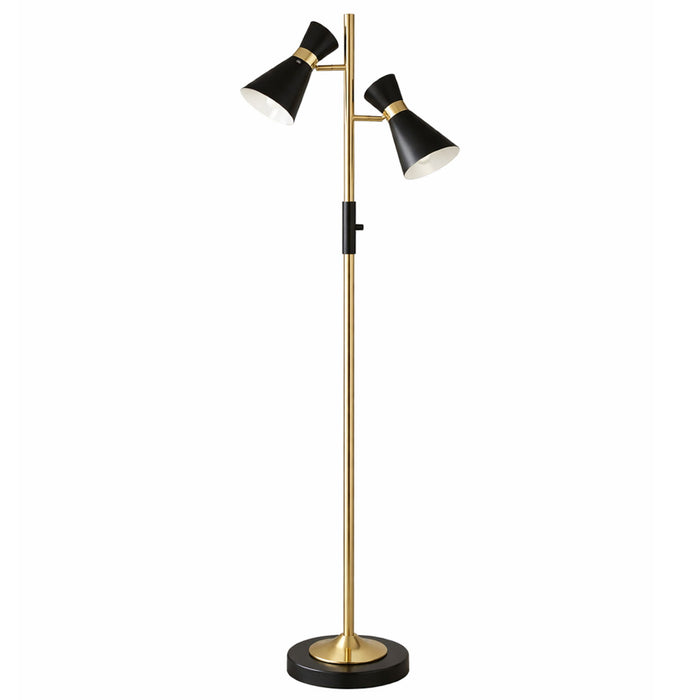 Axis - Floor Lamp With 4 Way Switch Double Spots With Base - Black / Gold