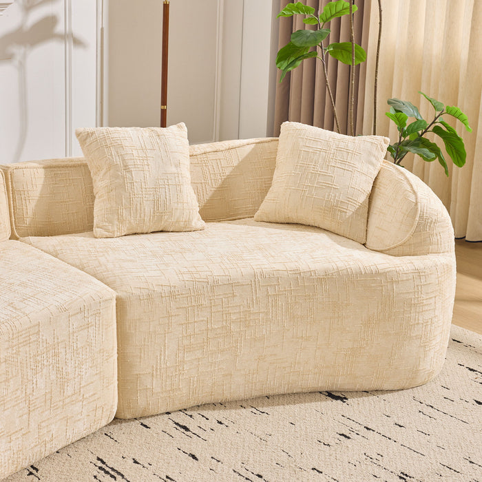 Curved Compressed Sofa, Nordic-Style Design For Living Room