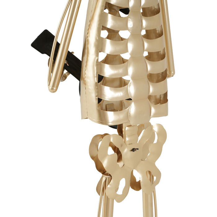 Skeleton Musician Statue, For Halloween Indoor Outdoor Party Display - Gold