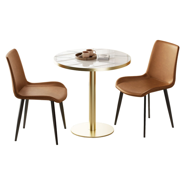 Round Bistro Table - Gold / White