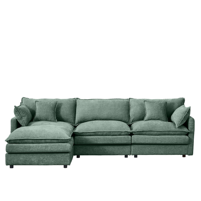 L Shaped Modular Sectional Sofa With Movable Ottoman, 3 Seater Comfortable Seating
