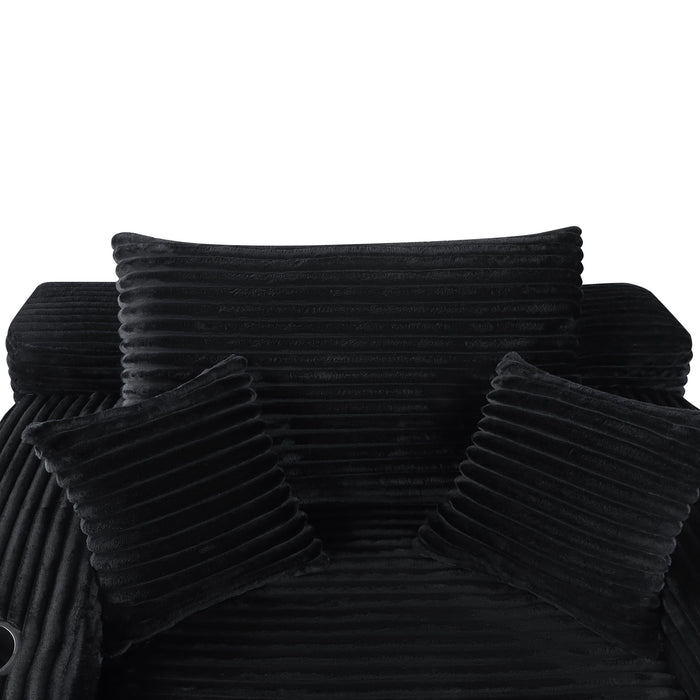 Convertible Chaise Lounge Chair & Wide Armrest & Throw Pillows - Black