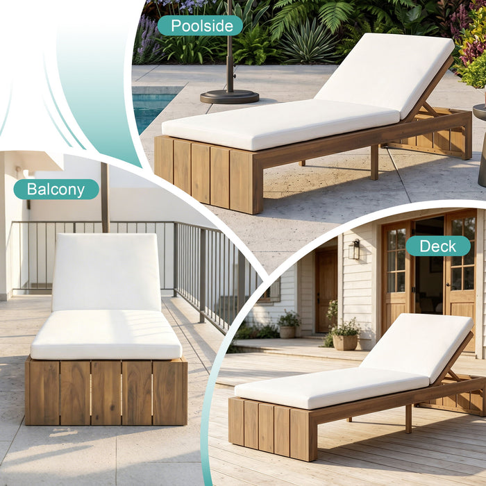 Adjustable Outdoor Chaise Lounge Patio Recliner With Removable Cushion