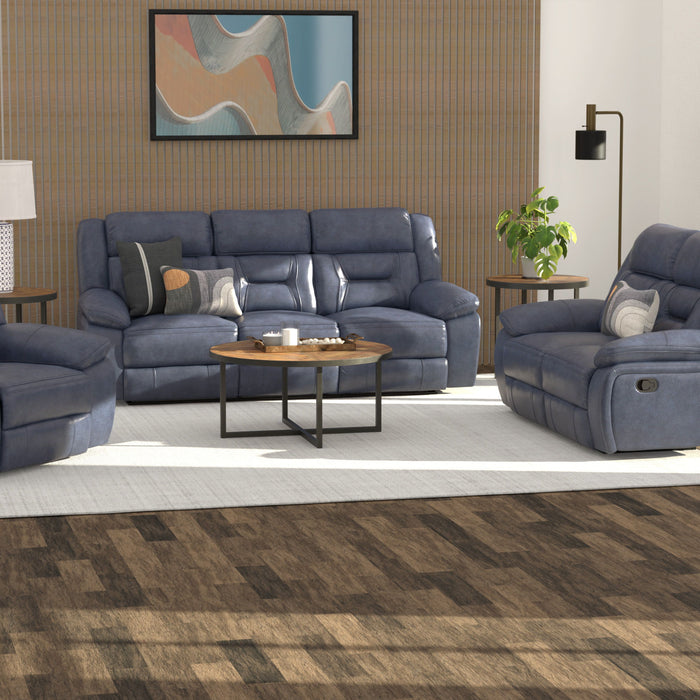 Declan - Swivel Gliding Recliner With Leather Upholstery, Plush Headrest, And Pillow-Top Arms - Naval Blue