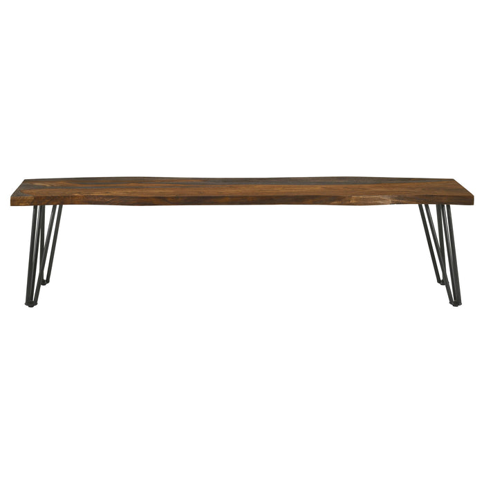 Neve - Sheesham Live Edge Dining Bench With Hairpin Legs - Gray