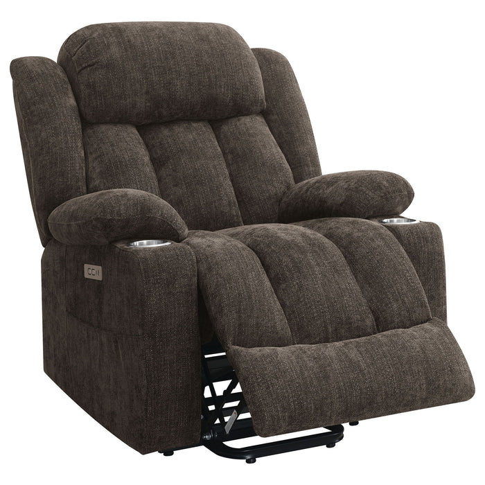 Beca - Upholstered Power Lift Recliner With Cupholders And USB Charging