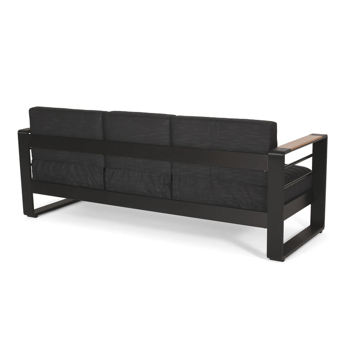 Giovanna - 3 Seater Sofa With Aluminum Frame And Water Repellence Cushions - Black